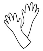 Vektor schwarz und Weiß Braut- Handschuhe Symbol. Braut Hand Kleider Linie Illustration. süß Gliederung Zubehörteil zum Mädchen im Nacht Kleid. Hochzeit Zeremonie Färbung Seite