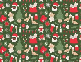 nahtloses Neujahrsmuster Weihnachtsbaum, Glocken, Ball, Champagner, Geschenke, Girlande für Druck, Textil vektor