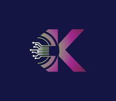 k Brief Technologie Logo Design. mit Kommunikation Service. modern Design vektor