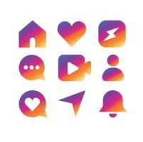 sociala medier ikonuppsättning gradientfärg