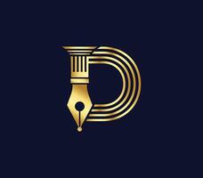 d Brief Anwalt Logo mit kreativ Design Gold Farbe vektor