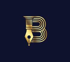 b Brief Anwalt Logo mit kreativ Design Gold Farbe vektor