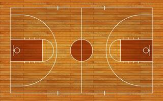 Basketballplatzboden mit Linie auf Holzbeschaffenheitshintergrund. Vektorillustration vektor