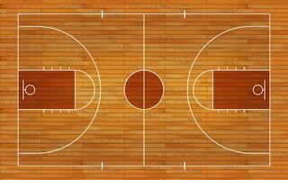 basketplan golv med linje på trä textur bakgrund. vektor illustration