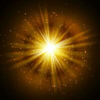 stjärna brista med gnistrar. ljus effekt. guld glitter textur vektor
