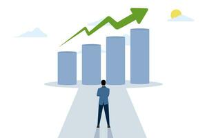 Erfolg Tor Konzept. Geschäft und finanziell Erwartungen bewerten Aktionen nach oben. Einkommen profitieren Graph. Infografik Forschung Effizienz Investition Erwartung und Wachstum Vorhersage. eben Vektor. vektor