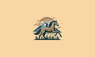 Pferd Laufen auf Berg Vektor Logo eben Design