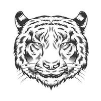 Tigerkopfdesign auf weißem Hintergrund. Tigerkopfzeilen-Kunstlogos. Vektor-Illustration. vektor