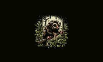 über bewertet Lemuren im das Wald Vektor Illustration Kunstwerk Design