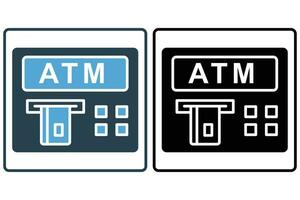 Geldautomat Maschine Symbol. Symbol verbunden zu automatisiert Kasse Abhebungen, finanziell. solide Symbol Stil. Element Illustration vektor