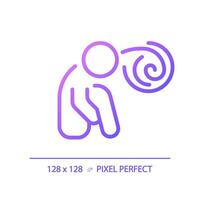 2d Pixel perfekt Gradient Angst Symbol, isoliert Vektor, dünn Linie lila Illustration Darstellen Psychologie. vektor