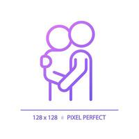 2d Pixel perfekt Gradient Pflege Symbol, isoliert Vektor, dünn Linie lila Illustration Darstellen Psychologie. vektor