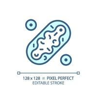 2d Pixel perfekt editierbar Blau Mitochondrien Symbol, isoliert monochromatisch Vektor, dünn Linie Illustration Darstellen Stoffwechsel- Gesundheit. vektor