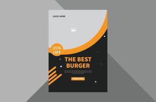restaurang reklamblad mall. burger pizza restaurang ny mat meny marknadsföring affisch broschyr design. a4-mall, broschyrdesign, omslag, flygblad, affisch, tryckklar vektor