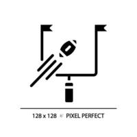 Tor Post schwarz Glyphe Symbol. amerikanisch Fußball. Spiel Regeln. Ziel zum Wertung Punkte. draussen Sport. Vertikale Pfosten. Silhouette Symbol auf Weiß Raum. solide Piktogramm. Vektor isoliert Illustration