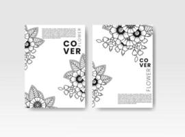 Vintage-Karte mit Blumen im Hintergrund. Bucheinband mit Blumentextur. schwarze Linien auf weißem Hintergrund. Vektor-Illustration. vektor