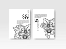 Vintage-Karte mit Blumen im Hintergrund. Bucheinband mit Blumentextur. schwarze Linien auf weißem Hintergrund. Vektor-Illustration. vektor