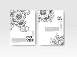 Vintage-Karte mit Blumen im Hintergrund. Bucheinband mit Blumentextur. schwarze Linien auf weißem Hintergrund. Vektor-Illustration. vektor