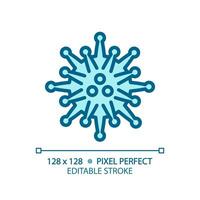 2d Pixel perfekt editierbar Blau Grippe Virus Symbol, isoliert monochromatisch Vektor, dünn Linie Illustration Darstellen Bakterien. vektor