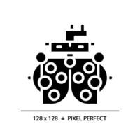2d Pixel perfekt Glyphe Stil Phoropter Symbol, isoliert einfach Vektor, Silhouette Illustration Darstellen Auge Pflege. vektor