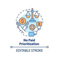 2d editierbar Mehrfarbig Nein bezahlt Priorisierung Symbol, einfach isoliert Vektor, Cyber Gesetz dünn Linie Illustration. vektor