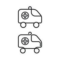 Krankenwagen-Umriss-Icon-Set vektor