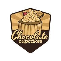 Schokolade Cupcake Zeichnung Logo Vorlage vektor