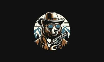 Bär tragen Hut mit Gewehr auf Berg Vektor Kunstwerk Design