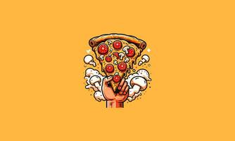 hand håll pizza vektor illustration platt design