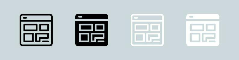 Layout Symbol einstellen im schwarz und Weiß. Instrumententafel Zeichen Vektor Illustration.