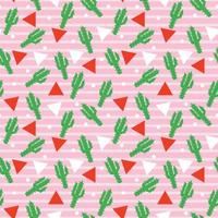 süßer Kaktus und Dreiecke Vektor nahtloses Muster