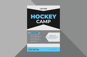 hockeyläger flygblad designmall. sportevenemang affisch broschyr design. hockeysportblad. a4-mall, broschyrdesign, omslag, flygblad, affisch, tryckklar vektor