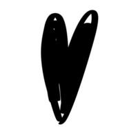 svart hand dragen hjärta. kärlek romantisk element målad borsta. bläck vektor illustration. design element för valentine dag hälsning kort, bröllop inbjudan