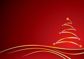 guldglänsande julgran på röd bakgrund vektor
