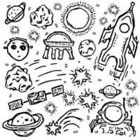 Reihe von Symbolen zum Thema Weltraum. Kosmos Vektor. Doodle-Vektor mit Kosmos-Symbolen auf weißem Hintergrund vektor
