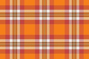 Spanisch Tartan Textur Muster, Wohnung nahtlos Plaid Textil. Ballaststoff Hintergrund Vektor Stoff prüfen im Orange und hell Farben.