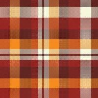 gåva papper tyg kolla upp bakgrund, nyc tartan sömlös textil. madras mönster textur pläd vektor i röd och beige färger.