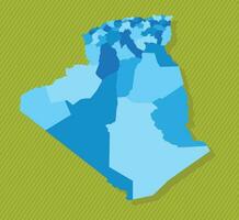 Algerien Karte mit Regionen Blau politisch Karte Grün Hintergrund Vektor Illustration