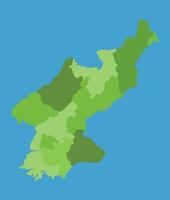 norr korea vektor Karta i grönskala med regioner