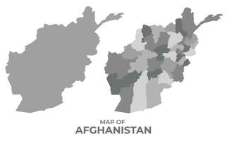 gråskale vektor Karta av afghanistan med regioner och enkel platt illustration