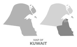 gråskale vektor Karta av kuwait med regioner och enkel platt illustration