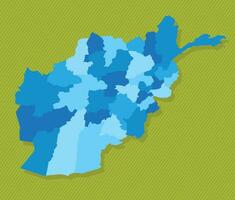Afghanistan Karte mit Regionen Blau politisch Karte Grün Hintergrund Vektor Illustration