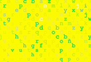 hellgrüne, gelbe Vektorvorlage mit isolierten Buchstaben. vektor