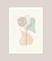 zeitgenössisch Blume Poster. Hand gezeichnet abstrakt botanisch Elemente. minimal Innere Design und natürlich Mauer Kunst. modern Vektor Illustration