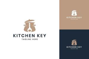Küchenschlüssel Negativraum-Logo-Design vektor