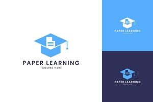 Papier lernen Negativraum-Logo-Design vektor