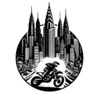 Moto-Cross Supermoto Sport Rennen Jahrgang Illustration Kunst. Logo Moto-Cross vektor