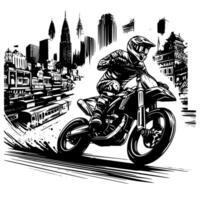 Moto-Cross Supermoto Sport Rennen Jahrgang Illustration Kunst. Logo Moto-Cross vektor