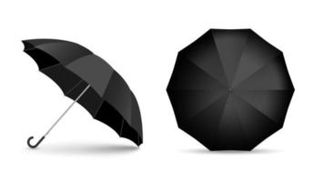 schwarzer leerer Regenschirm-Icon-Set isoliert auf weißem Hintergrund