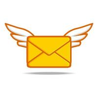 E-Mail-Nachrichtensymbol mit Flügelillustration vektor